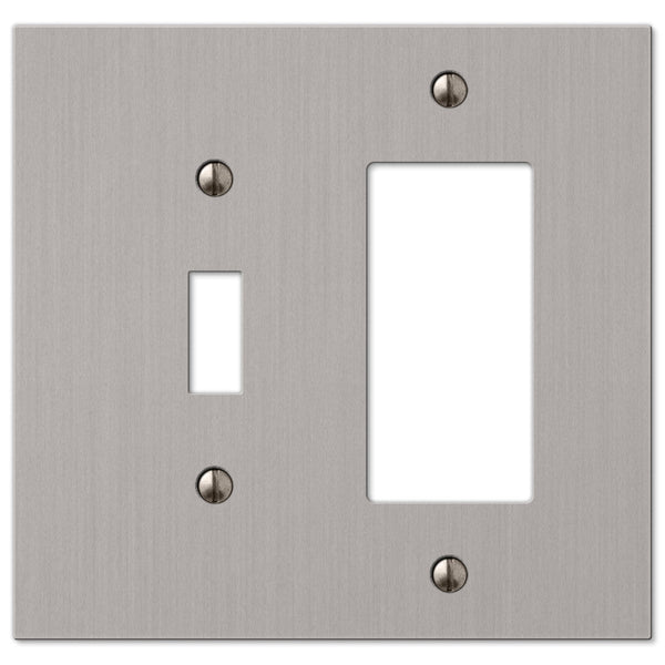 Elan Brushed Nickel Cast - 1 Toggle / 1 Rocker Wallplate - Wallplate Warehouse 55TRBN 070686573655 1 Toggle / 1 Rocker
