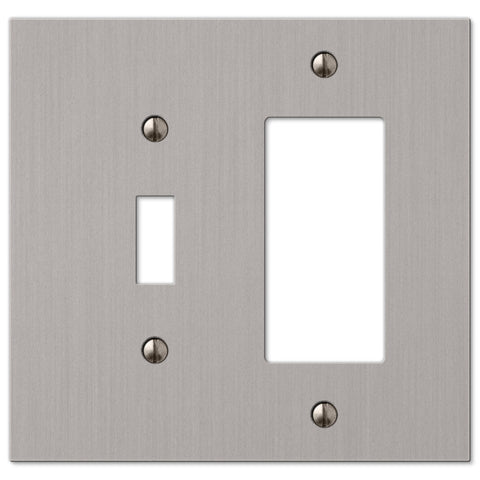 Elan Brushed Nickel Cast - 1 Toggle / 1 Rocker Wallplate - Wallplate Warehouse 55TRBN 070686573655 1 Toggle / 1 Rocker