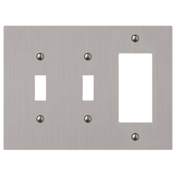 Elan Brushed Nickel Cast - 2 Toggle / 1 Rocker Wallplate - Wallplate Warehouse 55TTRBN - B 070686020388 2 Toggle / 1 Rocker