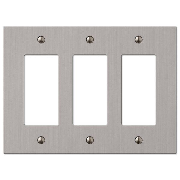 Elan Brushed Nickel Cast - 3 Rocker Wallplate - Wallplate Warehouse 55RRRBN 070686573693 3 Rocker