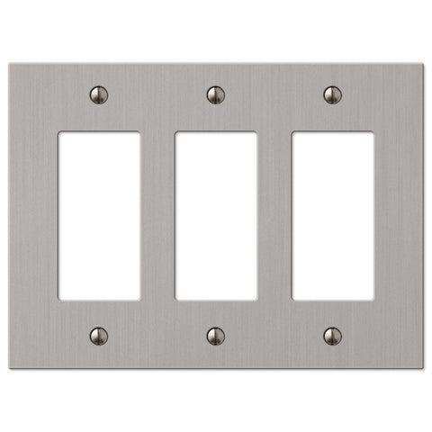 Elan Brushed Nickel Cast - 3 Rocker Wallplate - Wallplate Warehouse 55RRRBN 070686573693 3 Rocker