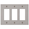 Elan Brushed Nickel Cast - 3 Rocker Wallplate - Wallplate Warehouse 55RRRBN 070686573693 3 Rocker