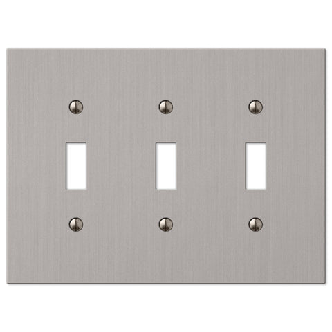 Elan Brushed Nickel Cast - 3 Toggle Wallplate - Wallplate Warehouse 55TTTBN 070686573686 3 Toggle