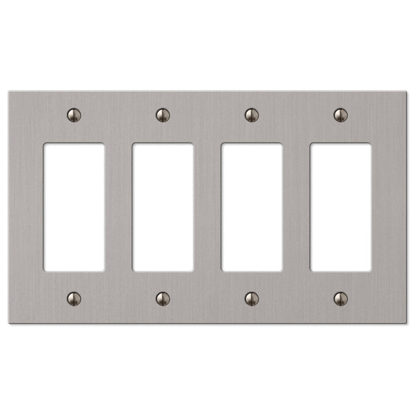 Elan Brushed Nickel Cast - 4 Rocker Wallplate - Wallplate Warehouse 55R4BN 070686573716 4 Rocker