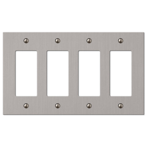 Elan Brushed Nickel Cast - 4 Rocker Wallplate - Wallplate Warehouse 55R4BN 070686573716 4 Rocker