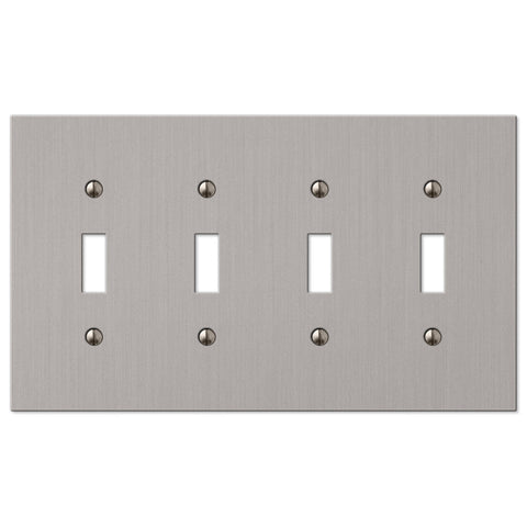 Elan Brushed Nickel Cast - 4 Toggle Wallplate - Wallplate Warehouse 55T4BN 070686573709 4 Toggle