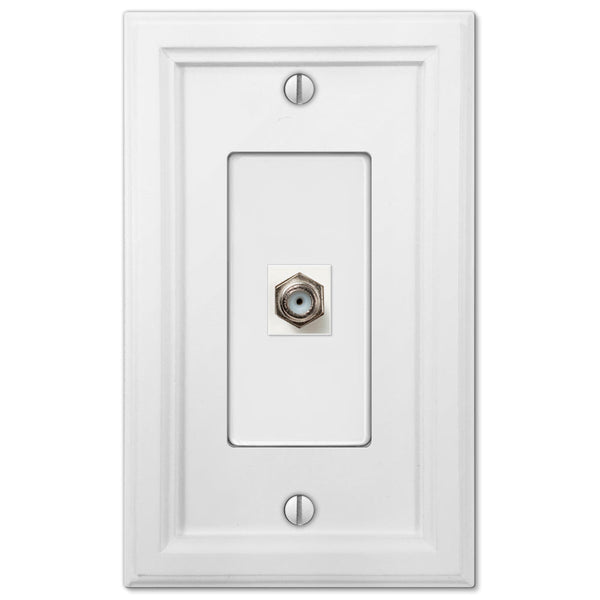 Elly White Wood - 1 Cable Jack Wallplate - Wallplate Warehouse 4052CXW 070686585764 Cable Jacks