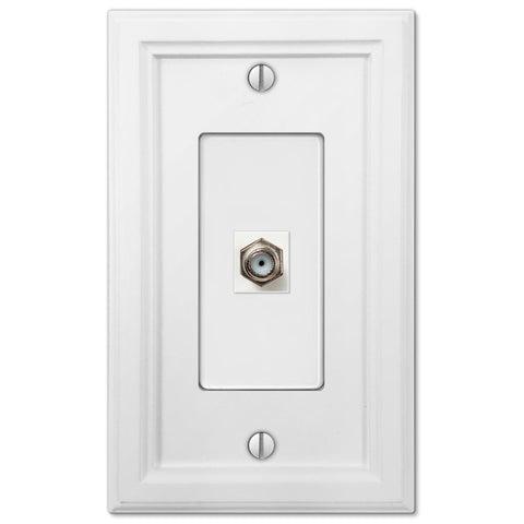Elly White Wood - 1 Cable Jack Wallplate - Wallplate Warehouse 4052CXW 070686585764 Cable Jacks