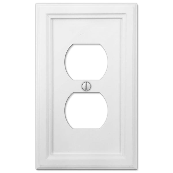 Elly White Wood - 1 Duplex Wallplate - Wallplate Warehouse 4052DW 070686585283 1 Duplex