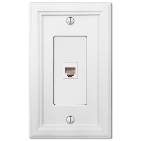 Elly White Wood - 1 Phone Jack Wallplate - Wallplate Warehouse 4052PHW 070686585757 Phone Jacks