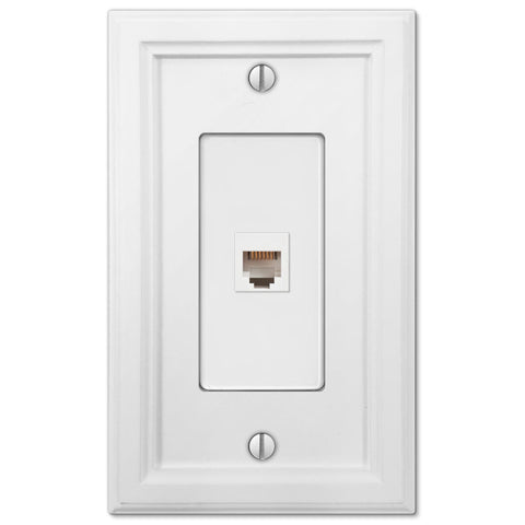 Elly White Wood - 1 Phone Jack Wallplate - Wallplate Warehouse 4052PHW 070686585757 Phone Jacks