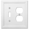 Elly White Wood - 1 Toggle / 1 Duplex Wallplate - Wallplate Warehouse 4052TDW 070686585665 1 Toggle / 1 Duplex