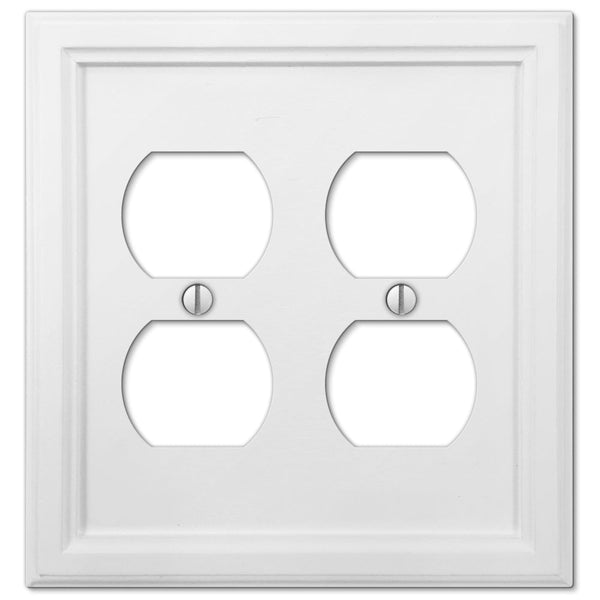 Elly White Wood - 2 Duplex Wallplate - Wallplate Warehouse 4052DDW 070686585658 2 Duplex