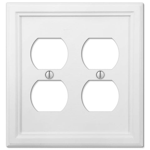 Elly White Wood - 2 Duplex Wallplate - Wallplate Warehouse 4052DDW 070686585658 2 Duplex