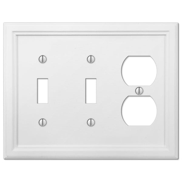 Elly White Wood - 2 Toggle / 1 Duplex Wallplate - Wallplate Warehouse 4052TTDW 070686585702 2 Toggle / 1 Duplex