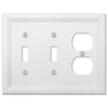 Elly White Wood - 2 Toggle / 1 Duplex Wallplate - Wallplate Warehouse 4052TTDW 070686585702 2 Toggle / 1 Duplex