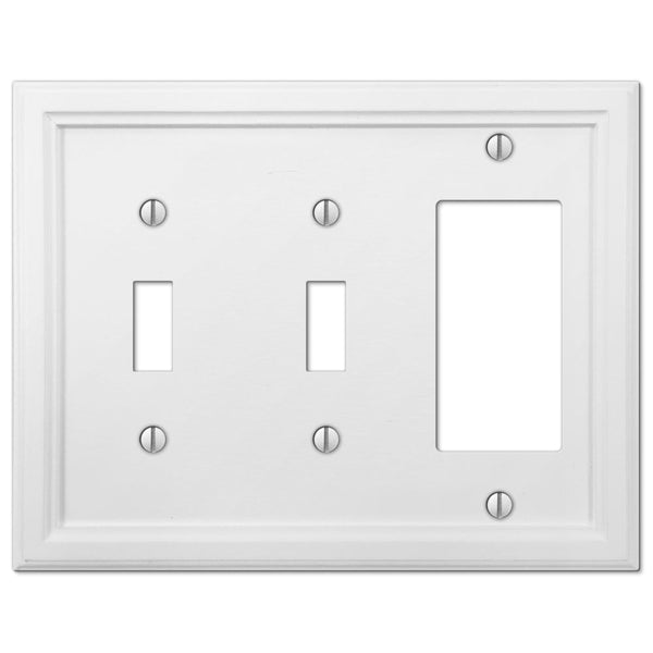 Elly White Wood - 2 Toggle / 1 Rocker Wallplate - Wallplate Warehouse 4052TTRW 070686585719 2 Toggle / 1 Rocker