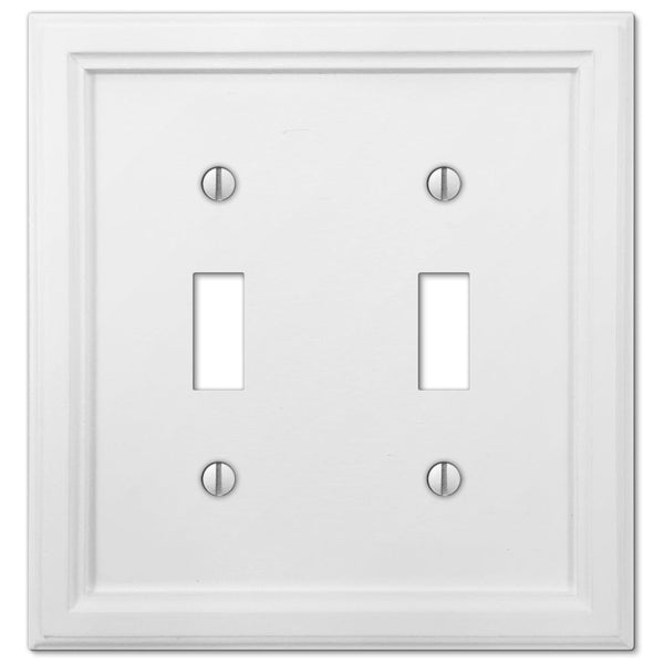 Elly White Wood - 2 Toggle Wallplate - Wallplate Warehouse 4052TTW 070686585306 2 Toggle