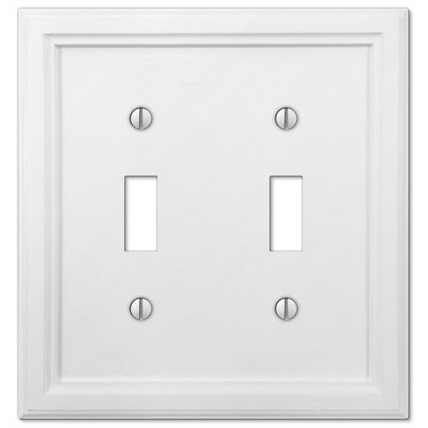 Elly White Wood - 2 Toggle Wallplate - Wallplate Warehouse 4052TTW 070686585306 2 Toggle