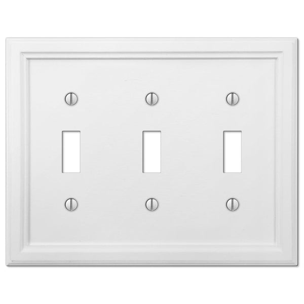 Elly White Wood - 3 Toggle Wallplate - Wallplate Warehouse 4052TTTW 070686585696 3 Toggle