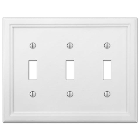 Elly White Wood - 3 Toggle Wallplate - Wallplate Warehouse 4052TTTW 070686585696 3 Toggle