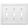 Elly White Wood - 3 Toggle Wallplate - Wallplate Warehouse 4052TTTW 070686585696 3 Toggle