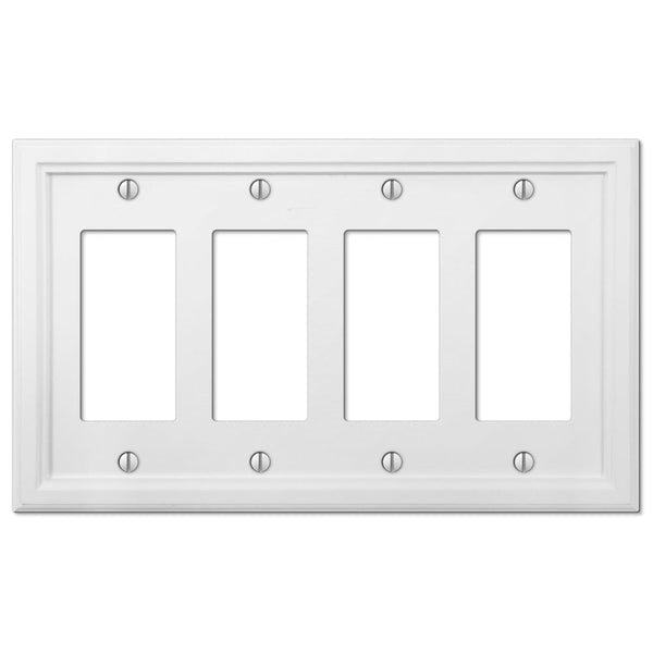 Elly White Wood - 4 Rocker Wallplate - Wallplate Warehouse 4052R4W 070686585740 4 Rocker