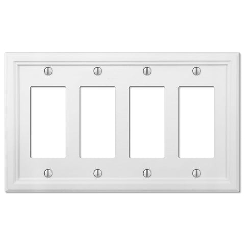 Elly White Wood - 4 Rocker Wallplate - Wallplate Warehouse 4052R4W 070686585740 4 Rocker