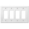 Elly White Wood - 4 Rocker Wallplate - Wallplate Warehouse 4052R4W 070686585740 4 Rocker