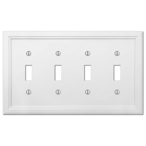 Elly White Wood - 4 Toggle Wallplate - Wallplate Warehouse 4052T4W 070686585733 4 Toggle