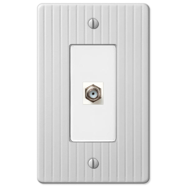 Embossed Line White Steel - 1 Cable Jack Wallplate - Wallplate Warehouse 153CXW 070686580240 Cable Jacks