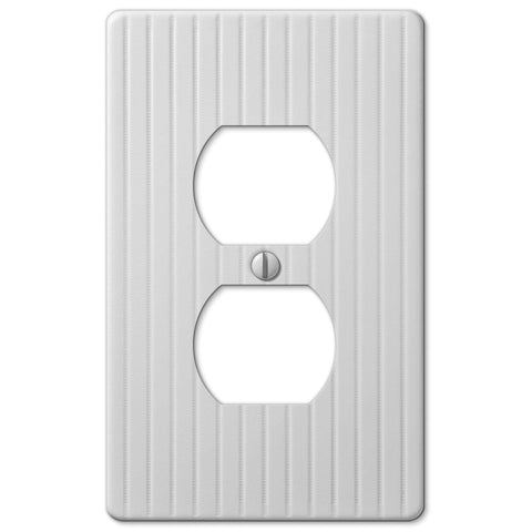 Embossed Line White Steel - 1 Duplex Wallplate - Wallplate Warehouse 153DW 070686570500 1 Duplex