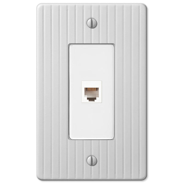 Embossed Line White Steel - 1 Phone Jack Wallplate - Wallplate Warehouse 153PHW 070686580264 Phone Jacks