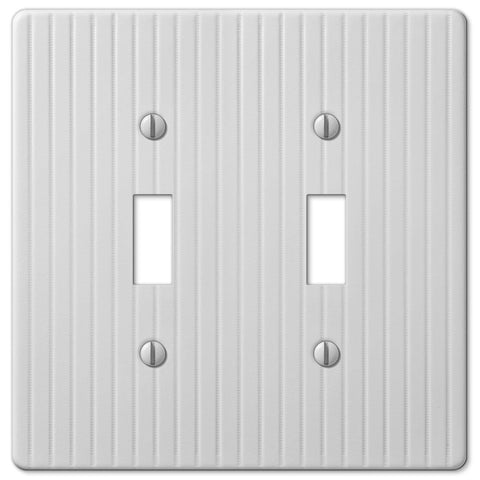 Embossed Line White Steel - 2 Toggle Wallplate - Wallplate Warehouse 153TTW 070686570524 2 Toggle