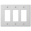 Embossed Line White Steel - 3 Rocker Wallplate - Wallplate Warehouse 153RRRW 070686570579 3 Rocker
