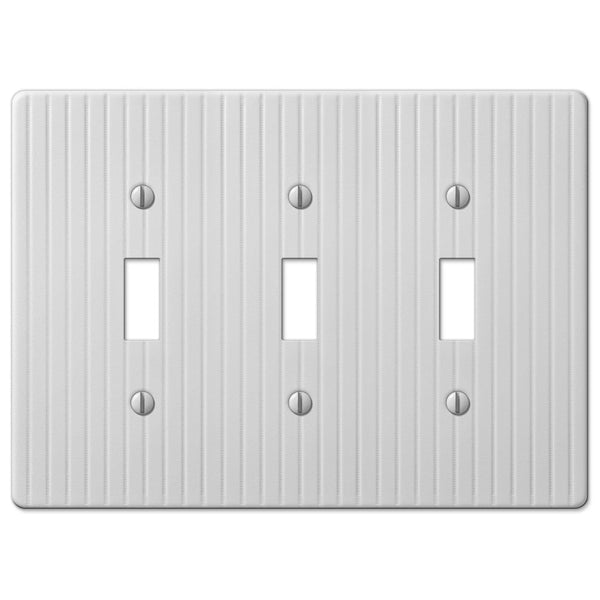 Embossed Line White Steel - 3 Toggle Wallplate - Wallplate Warehouse 153TTTW 070686570562 3 Toggle