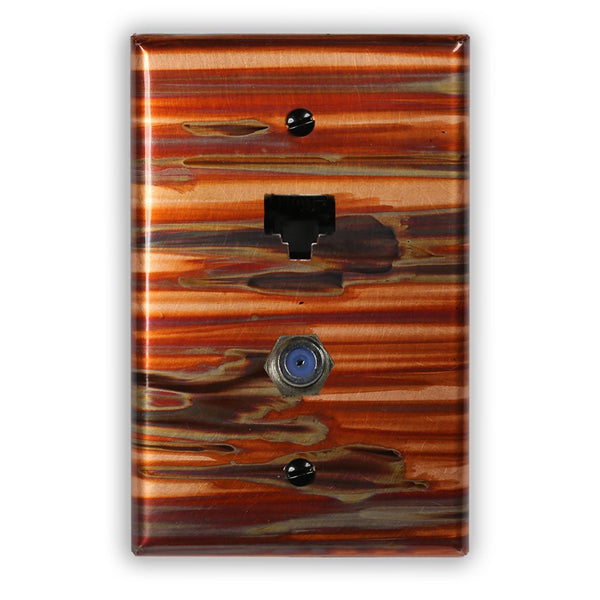 Enchantment Horizontal Copper - 1 Data Jack / 1 Cable Jack Wallplate - Wallplate Warehouse ENCHCOP1DJ1CJ 819332022396