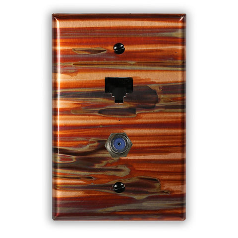 Enchantment Horizontal Copper - 1 Data Jack / 1 Cable Jack Wallplate - Wallplate Warehouse ENCHCOP1DJ1CJ 819332022396