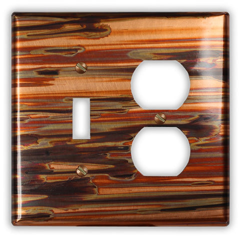 Enchantment Horizontal Copper - 1 Toggle / 1 Duplex Wallplate - Wallplate Warehouse ENCHCOP1T1D 819332022280 1 Toggle / 1 Duplex