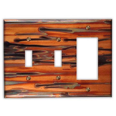 Enchantment Horizontal Copper - 2 Toggle / 1 Rocker Wallplate - Wallplate Warehouse ENCHCOP2T1R 819332022327 2 Toggle / 1 Rocker