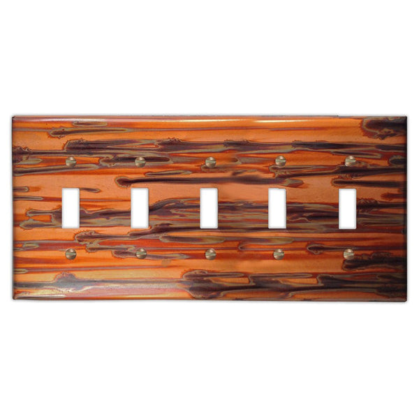 Enchantment Horizontal Copper - 5 Toggle Wallplate - Wallplate Warehouse ENCHCOP5T 819332022204 5 Toggle