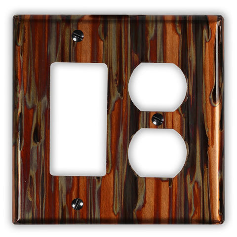 Enchantment Vertical Copper - 1 Rocker / 1 Duplex Wallplate - Wallplate Warehouse ENCVCOP1R1D 819332022549 1 Rocker / 1 Duplex