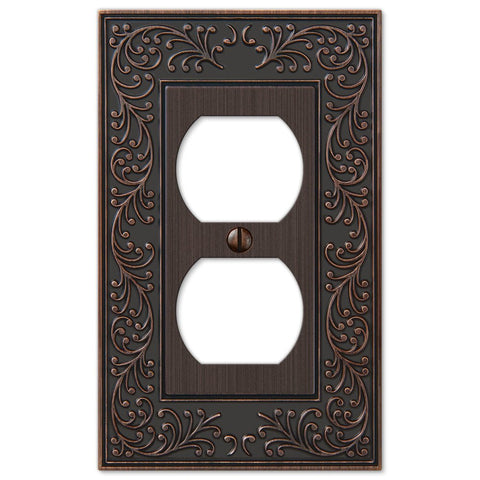 English Garden Aged Bronze Cast - 1 Duplex Wallplate - Wallplate Warehouse 43DVB 070686567609 1 Duplex