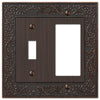 English Garden Aged Bronze Cast - 1 Toggle / 1 Rocker Wallplate - Wallplate Warehouse 43TRVB 070686567647 1 Toggle / 1 Rocker