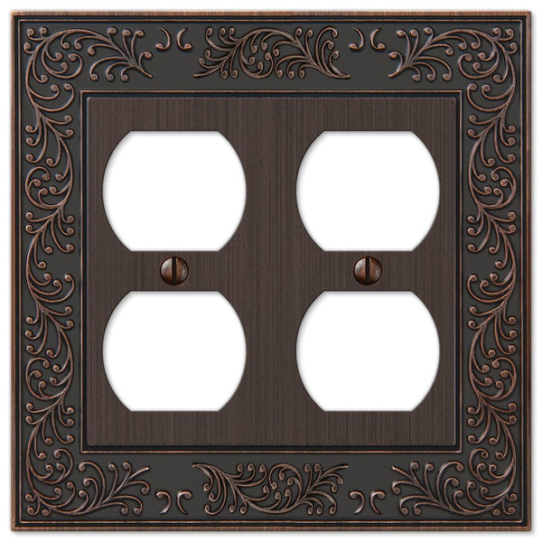 English Garden Aged Bronze Cast - 2 Duplex Wallplate - Wallplate Warehouse 43DDVB 070686567654 2 Duplex
