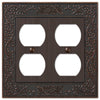 English Garden Aged Bronze Cast - 2 Duplex Wallplate - Wallplate Warehouse 43DDVB 070686567654 2 Duplex