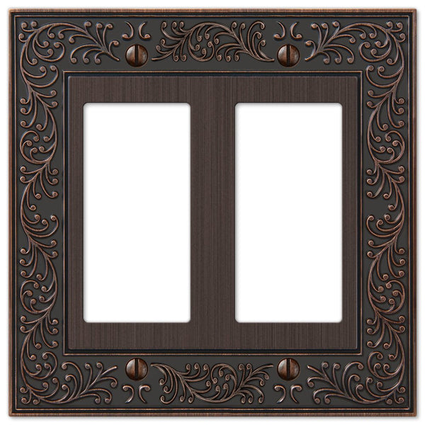 English Garden Aged Bronze Cast - 2 Rocker Wallplate - Wallplate Warehouse 43RRVB 070686567661 2 Rocker