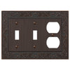 English Garden Aged Bronze Cast - 2 Toggle / 1 Duplex Wallplate - Wallplate Warehouse 43TTDVB 070686578384 2 Toggle / 1 Duplex