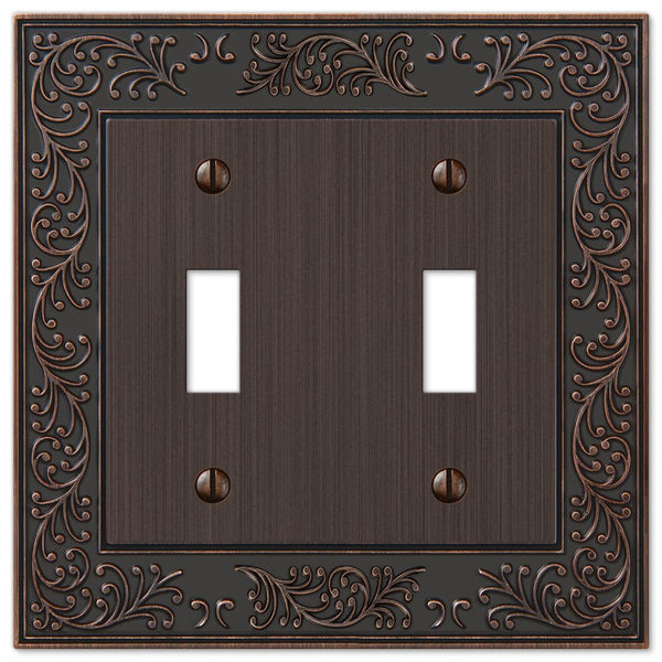 English Garden Aged Bronze Cast - 2 Toggle Wallplate - Wallplate Warehouse 43TTVB 070686567623 2 Toggle