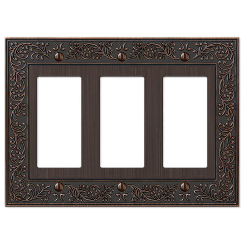 English Garden Aged Bronze Cast - 3 Rocker Wallplate - Wallplate Warehouse 43RRRVB 070686567685 3 Rocker